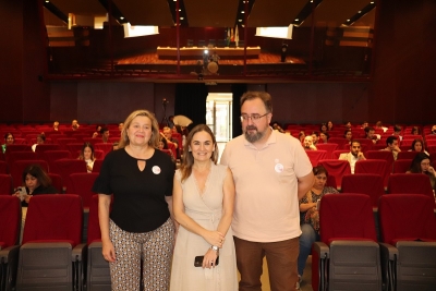 De izq a dcha, Gema Revuelta, María José Polo y Daniel Lisbona, durante la celebración de las jornadas. 