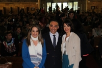 De izquierda a derecha, Esther Ruiz, Alfonso Zamorano y Purificacin Prez, en el saln Juan XXIII de Rabanales.