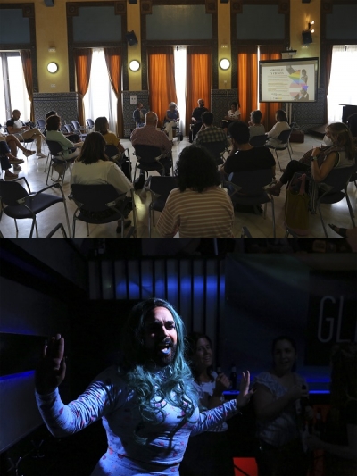 Dos momentos de la jornada de Orgullo y Ciencia organizada por la UCC+i de la UCO